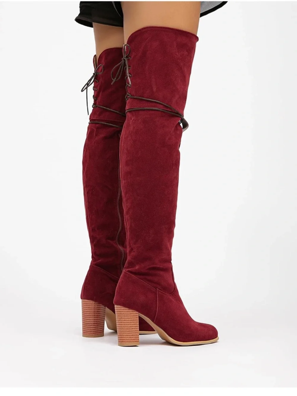 Over-the-Knee Suede Chunky Heel Boots
